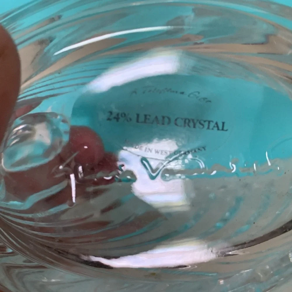 Gloria Vanderbilt Crystal Swan Candy dish SWAN VTG 24% Germany Vintage SIGNED